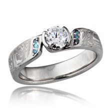 Mokume Elegant Swirl Engagement Ring